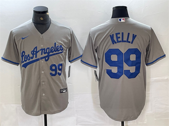 Men's Los Angeles Dodgers #99 Joe Kelly Grey Cool Base Limited Stitched Baseball Jersey