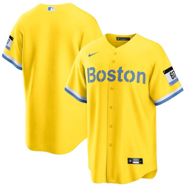 Men's Boston Red Sox Blank Gold 2021 City Connect Stitched MLB Jersey