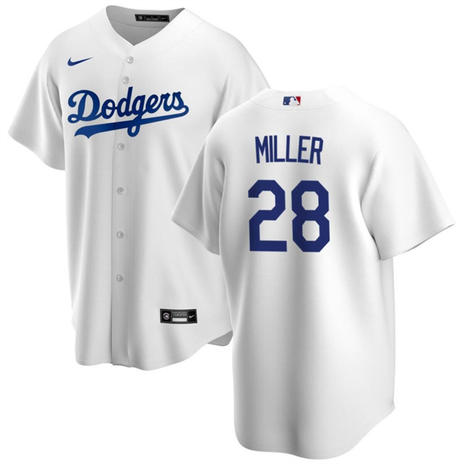 Men's Los Angeles Dodgers #28 Bobby Miller White Cool Base Stitched Baseball Jersey