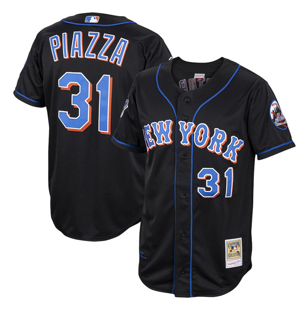 Men's New York Mets #31 Mike Piazza Black Stitched MLB Jersey