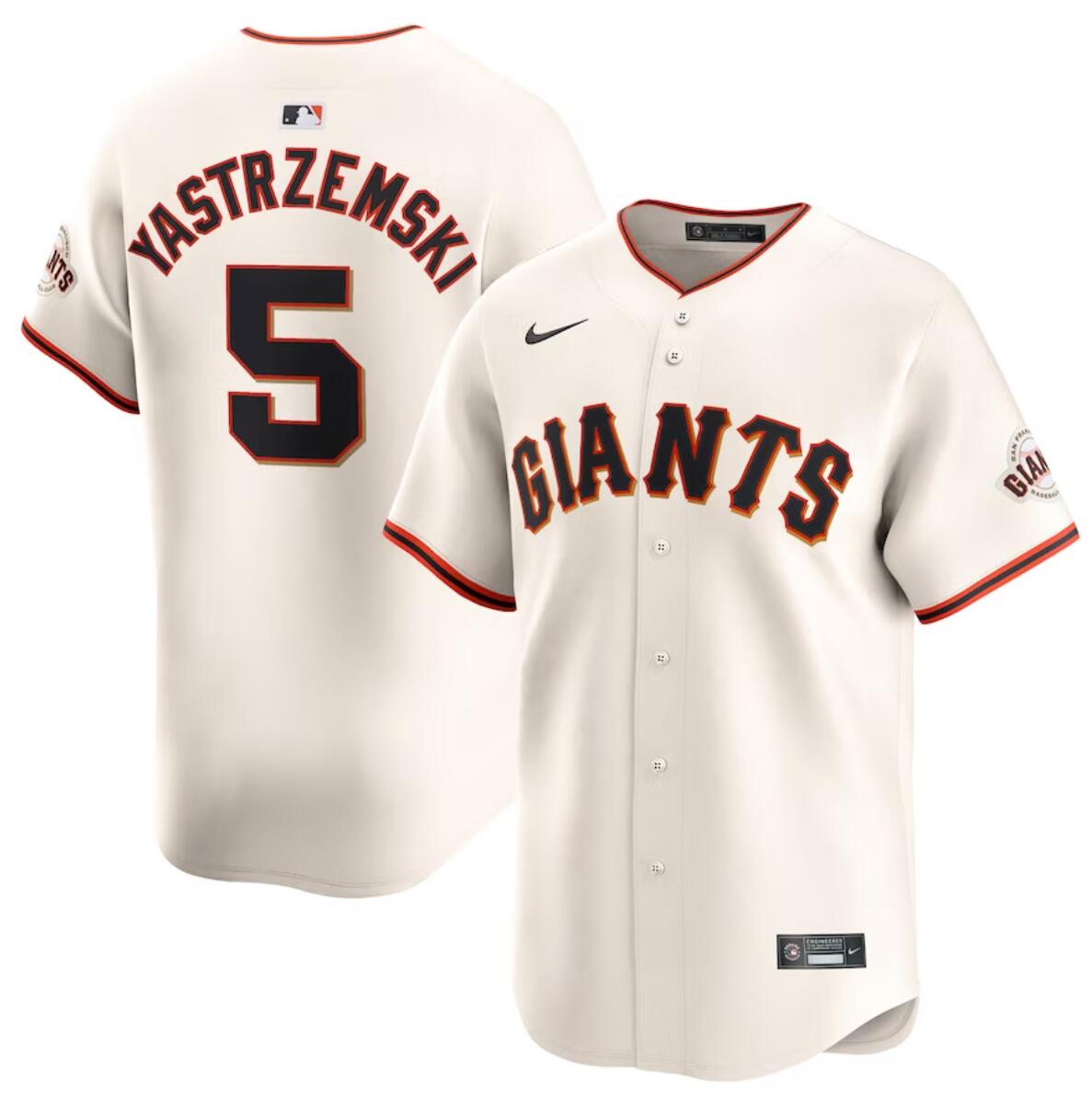Men's San Francisco Giants #5 Mike Yastrzemski Cream 2024 Home Limited Stitched Baseball Jersey