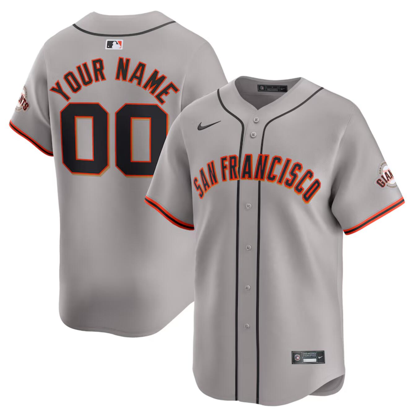 Men's San Francisco Giants Active Player Custom Grey 2024 Away Limited Stitched Baseball Jersey