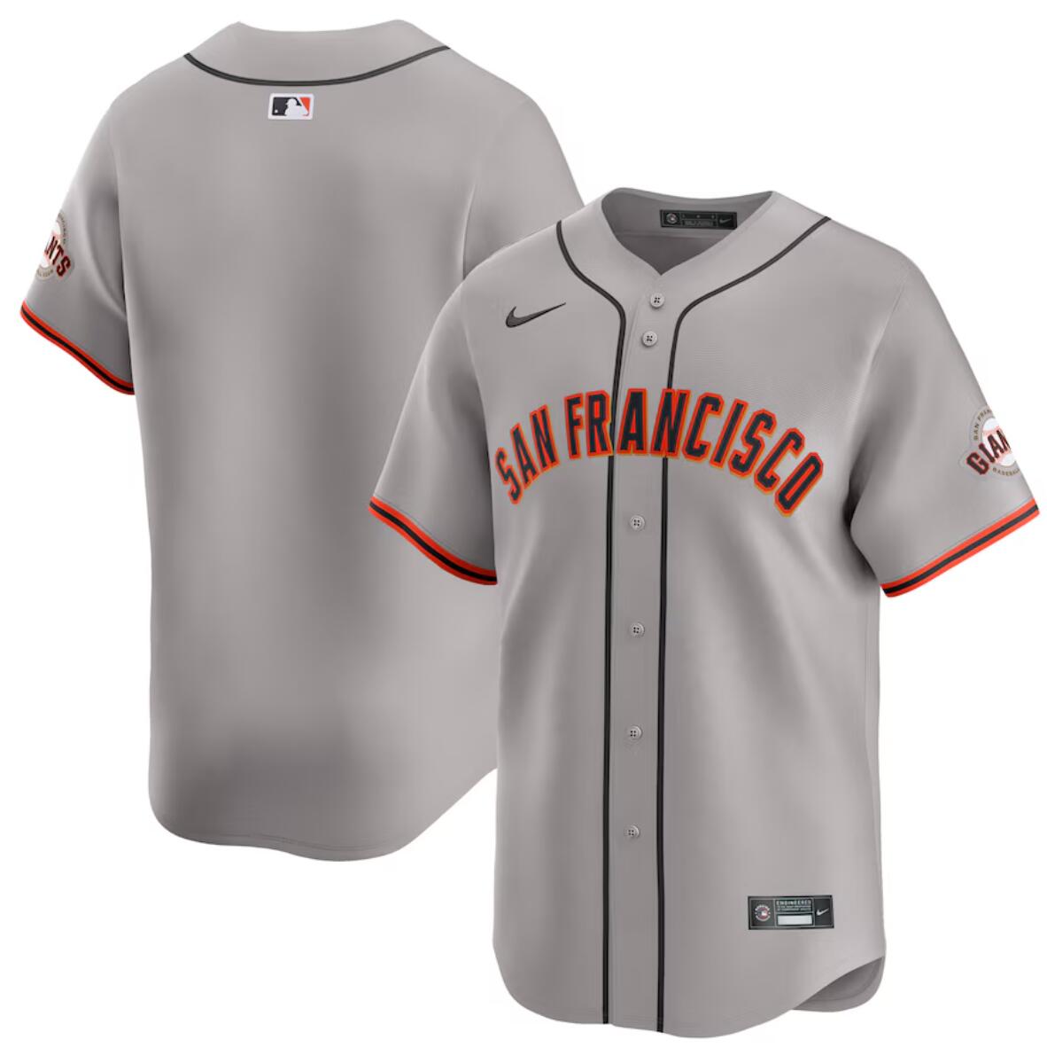 Men's San Francisco Giants Blank Grey 2024 Away Limited Stitched Baseball Jersey