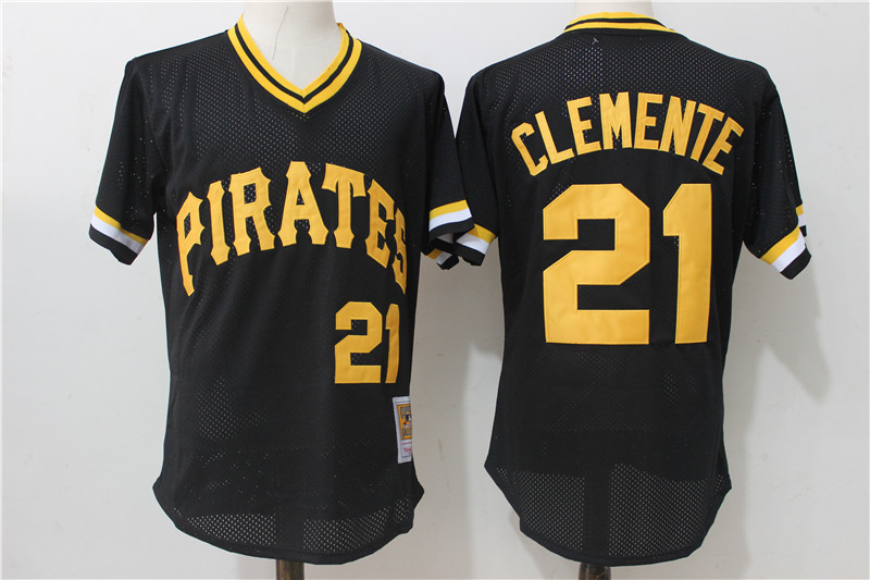Men's Pittsburgh Pirates #21 Roberto Clemente Mitchell & Ness Black 1982 Authentic Cooperstown Collection Mesh Batting Practice Stitched MLB Jersey