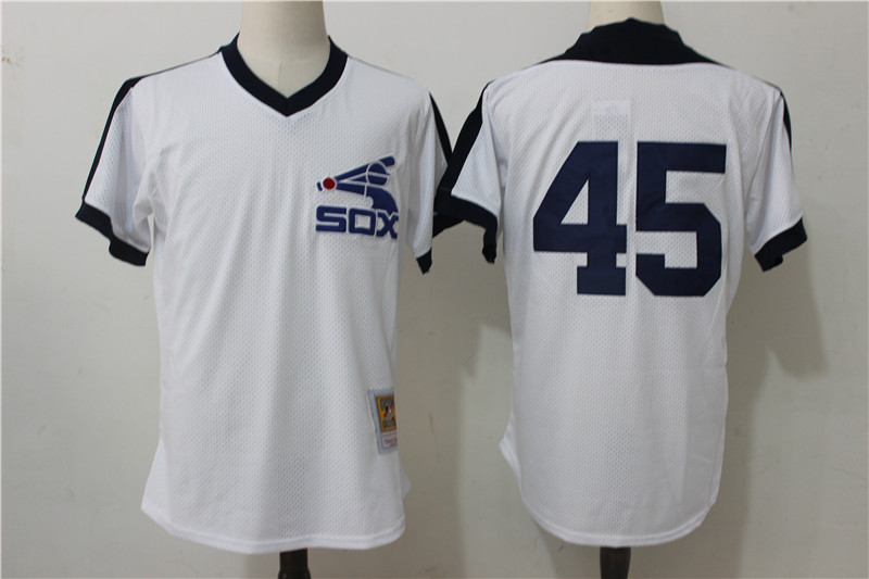 Men's Chicago White Sox #45 Michael Jordan Mitchell & Ness White Cooperstown Mesh Batting Practice Stitched MLB Jersey