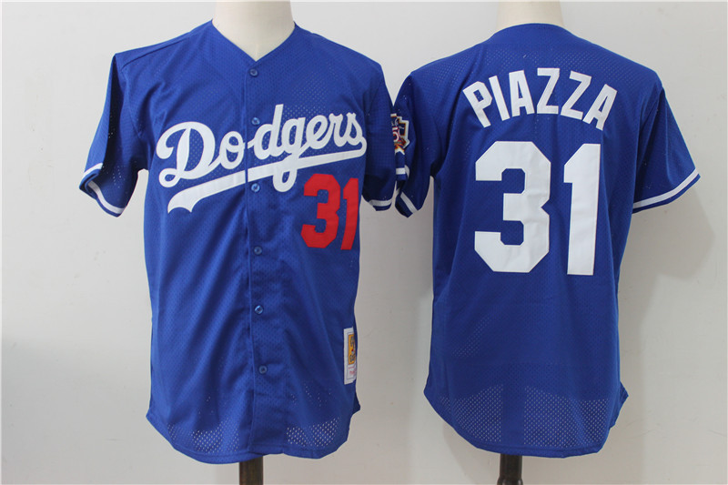 Men's Los Angeles Dodgers #31 Mike Piazza Mitchell & Ness Royal Cooperstown Collection Mesh Batting Practice Stitched MLB Jersey