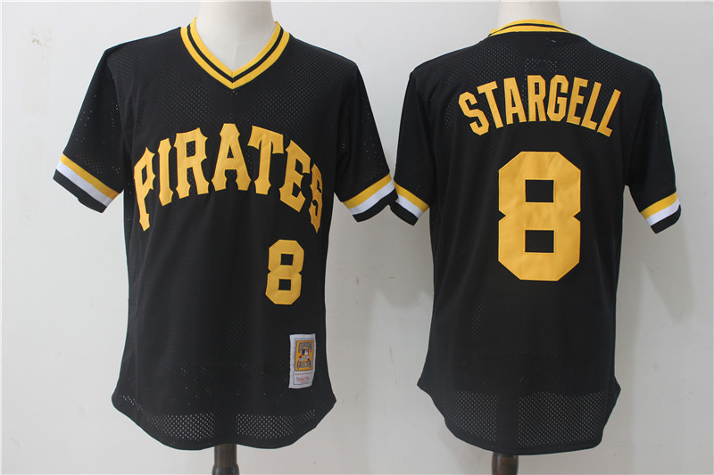 Men's Pittsburgh Pirates #8 Willie Stargell Mitchell & Ness Black 1982 Authentic Cooperstown Collection Mesh Batting Practice Stitched MLB Jersey