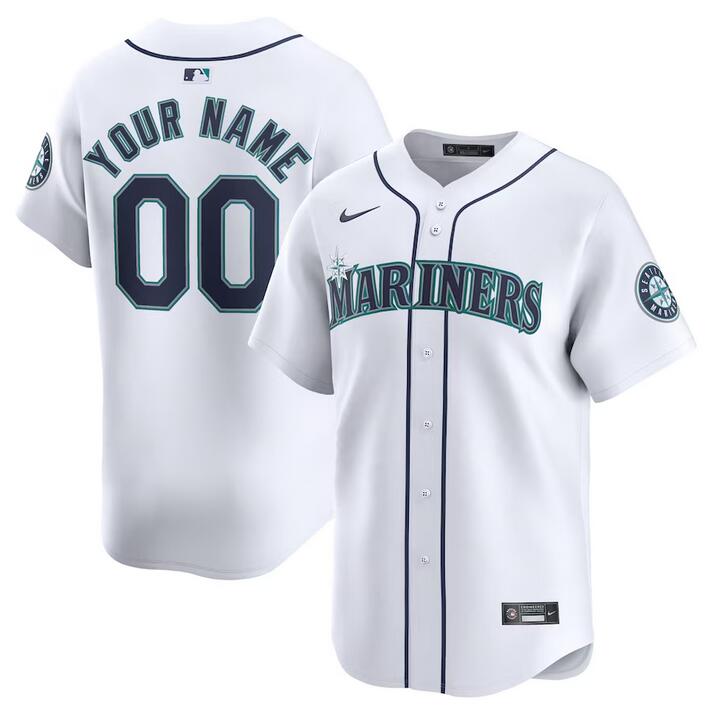 Men's Seattle Mariners Active Player Custom White 2024 Home Limited Stitched jersey