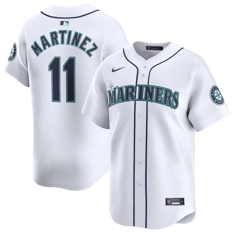 Men's Seattle Mariners #11 Edgar Martinez White 2024 Home Limited Stitched jersey