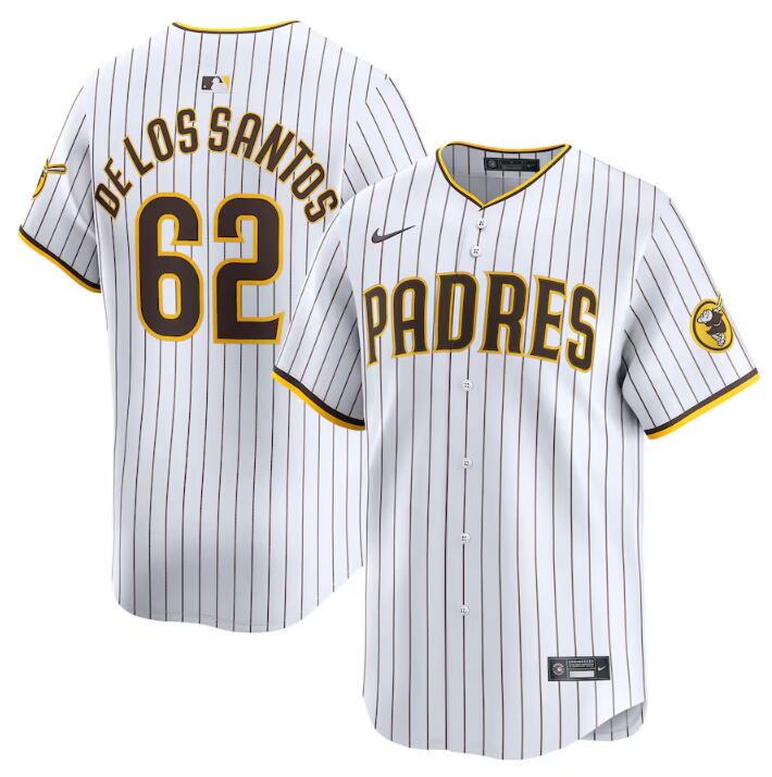 Men's San Diego Padres #62 Enyel De Los Santos White 2024 Home Limited Stitched Baseball Jersey