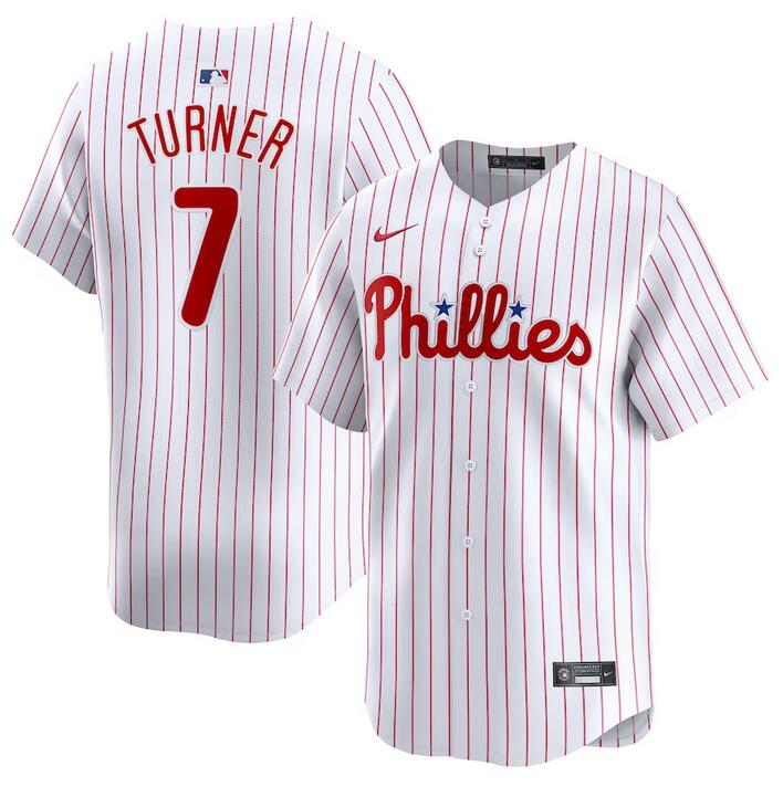 Men's Philadelphia Phillies #7 Trea Turner White 2024 Home Limited Stitched Jersey