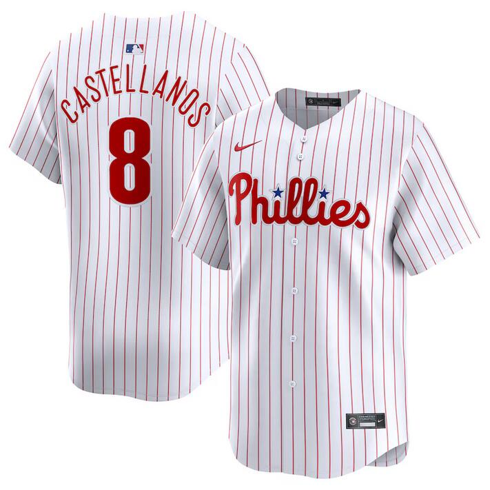 Men's Philadelphia Phillies #8 Nick Castellanos White 2024 Home Limited Stitched Jersey