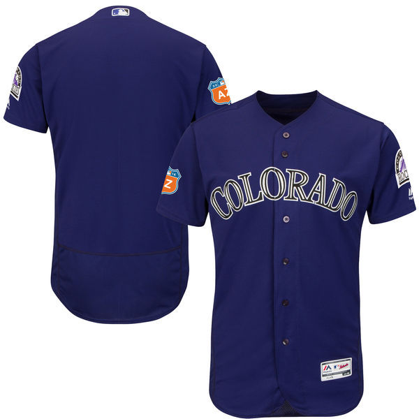 Men's Colorado Rockies Majestic Alternate Purple 2016 Spring Training Flex Base Authentic Collection Team Stitched MLB Jersey