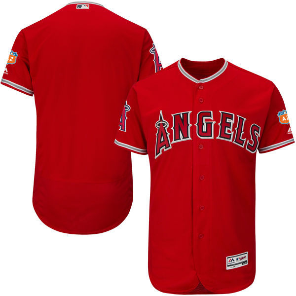 Men's Los Angeles Angels of Anaheim Majestic Alternate Scarlet 2016 Spring Training Flex Base Authentic Collection Team Stitched MLB Jersey