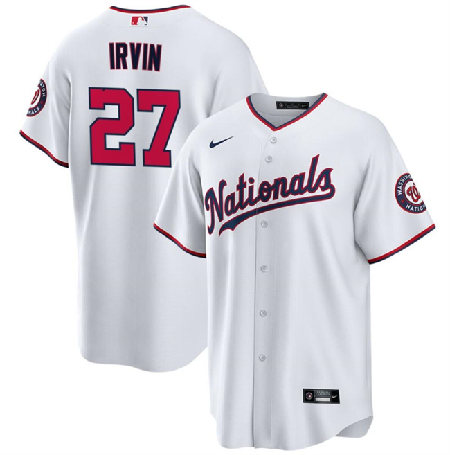 Men's Washington Nationals #27 Jake Irvin White Cool Base Stitched Baseball Jersey