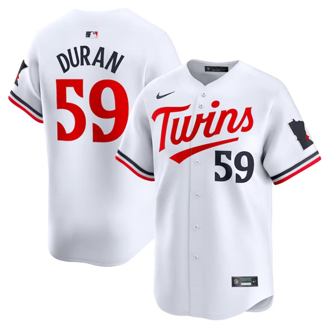 Men's Minnesota Twins #59 Jhoan Duran White 2024 Home Limited Stitched Baseball Jersey