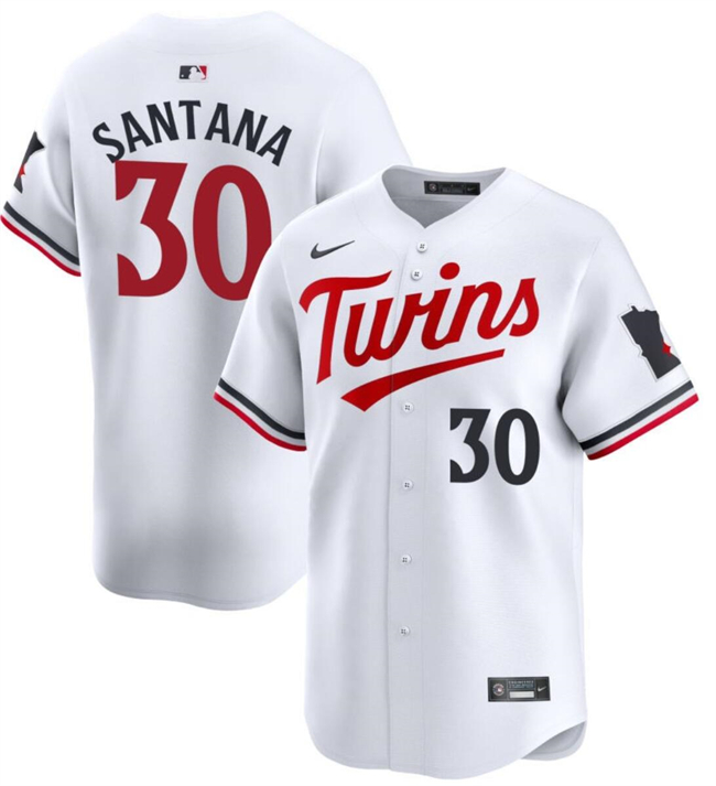 Men's Minnesota Twins #30 Carlos Santana White 2024 Home Limited Stitched Baseball Jersey