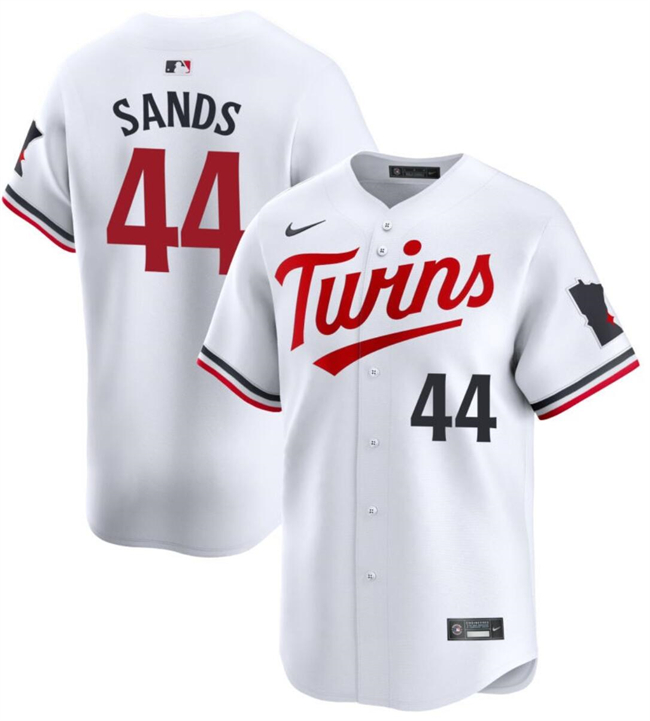 Men's Minnesota Twins #44 Cole Sands White 2024 Home Limited Stitched Baseball Jersey