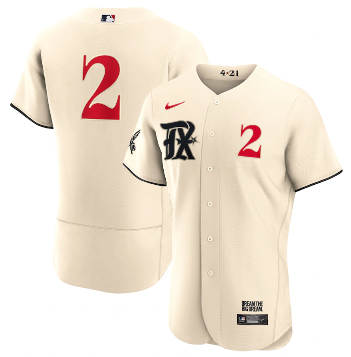Men's Texas Rangers #2 Marcus Semien Cream 2023 City Connect Flex Base Stitched Baseball Jersey