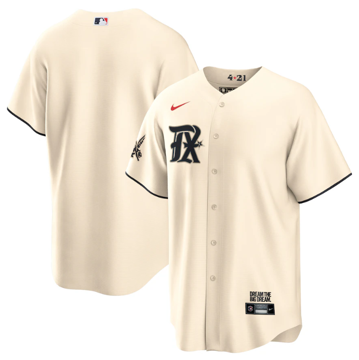 Men's Texas Rangers Blank Cream 2023 City Connect Stitched Baseball Jersey
