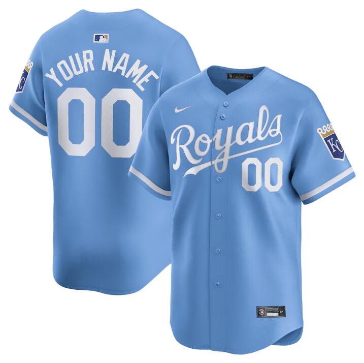 Men's Kansas City RoyalsActive Player Custom Light Blue 2024 Alternate Limited Stitched Baseball Jersey