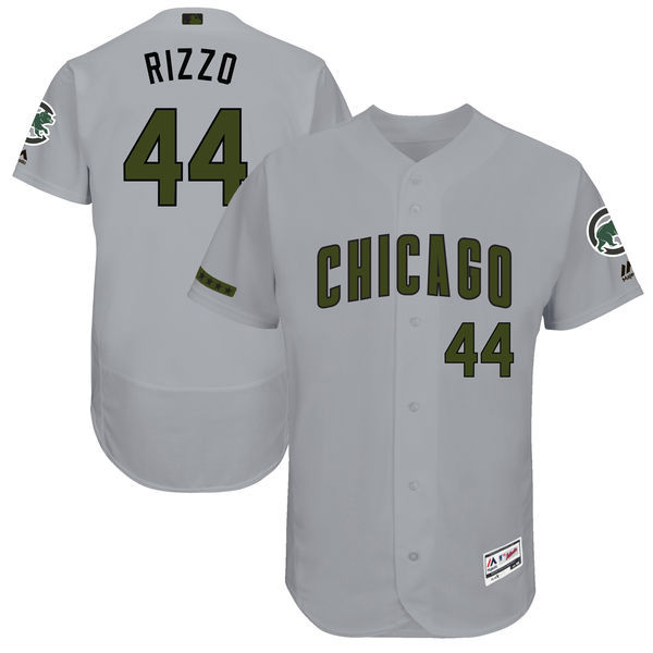 Men's Chicago Cubs #44 Anthony Rizzo Majestic Gray 2017 Memorial Day Authentic Collection Flex Base Player Stitched MLB Jersey