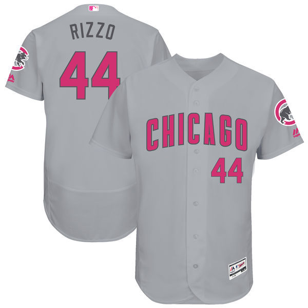 Men's Chicago Cubs #44 Anthony Rizzo Majestic Gray Mother's Day Flex Base Stitched MLB Jersey