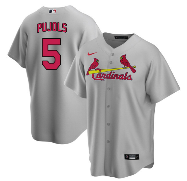 Men's St. Louis Cardinals #5 Albert Pujols Grey Cool Base Stitched Jersey
