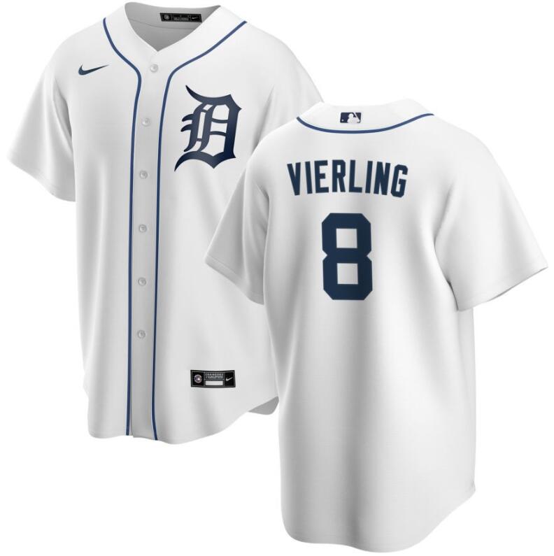 Men's Detroit Tigers #8 Matt Vierling White Cool Base Stitched Baseball Jersey