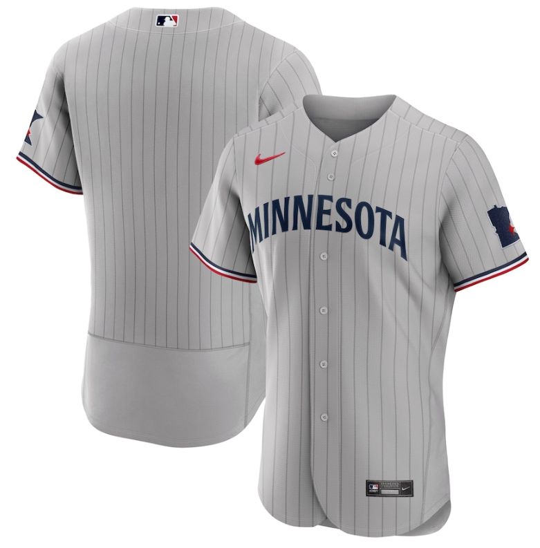 Men's Minnesota Twins Blank Grey 2023 Home Team Flex Base Stitched Jersey