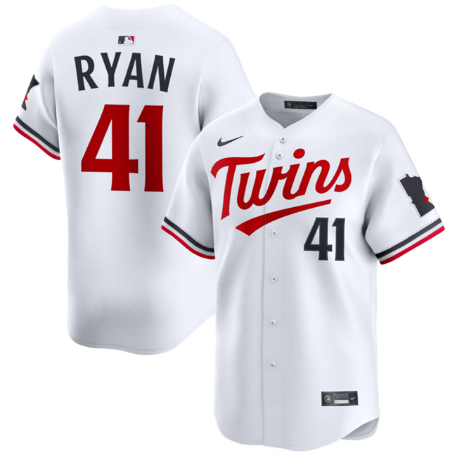 Men's Minnesota Twins #41 Joe Ryan White 2024 Home Limited Stitched Baseball Jersey