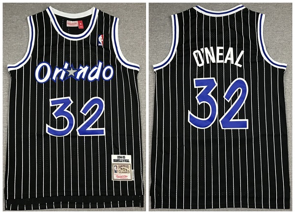 Men's Orlando Magic #32 Shaquille O'Neal Black Throwback Stitched Jersey