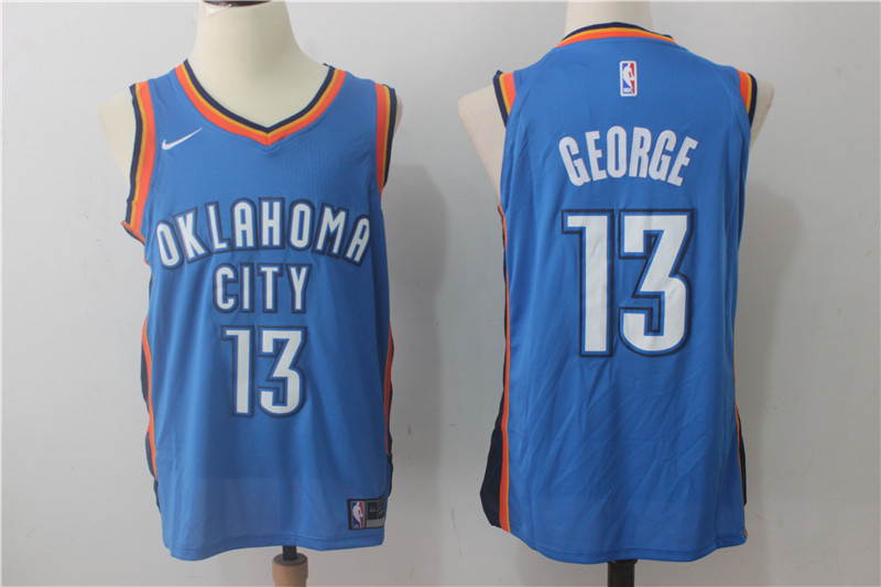 Men's Nike Oklahoma City Thunder #13 Paul George Blue Stitched NBA Jersey