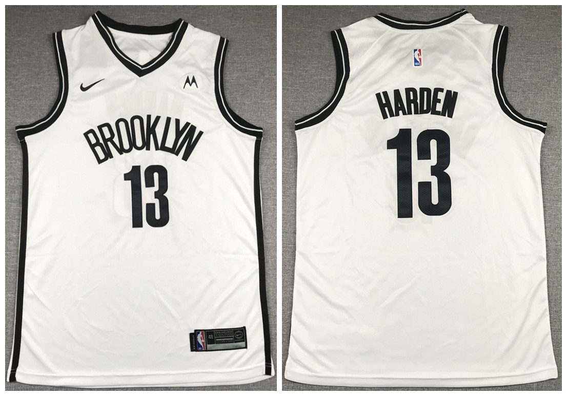 Men's Brooklyn Nets #13 James Harden 2020 White Stitched Jersey