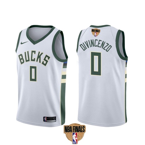 Men's Milwaukee Bucks #0 Donte DiVincenzo 2021 NBA Finals White Association Edition Stitched Jersey