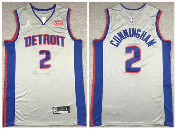 Men's Detroit Pistons #2 Cade Cunningham Navy Stitched Basketball Jersey