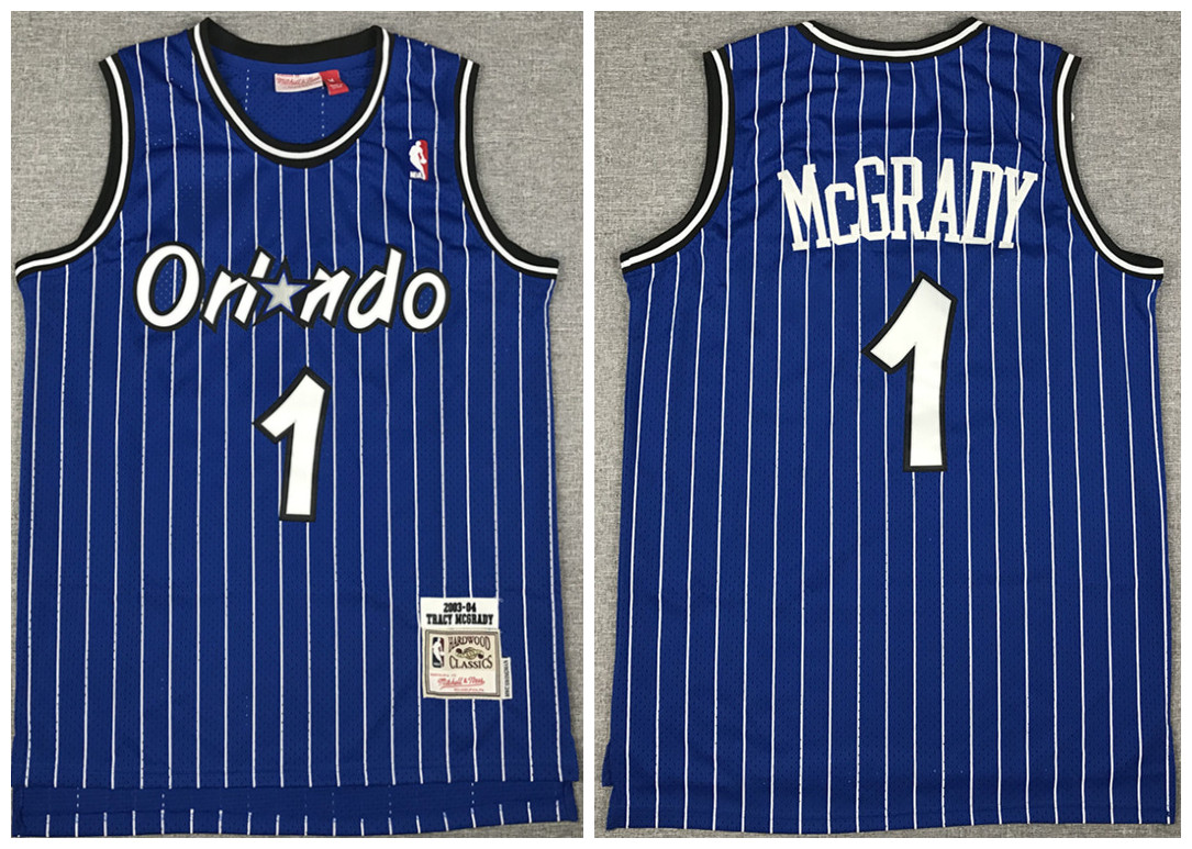 Men's Orlando Magic #1 Tracy McGrady 2003-04 Blue Stitched Jersey