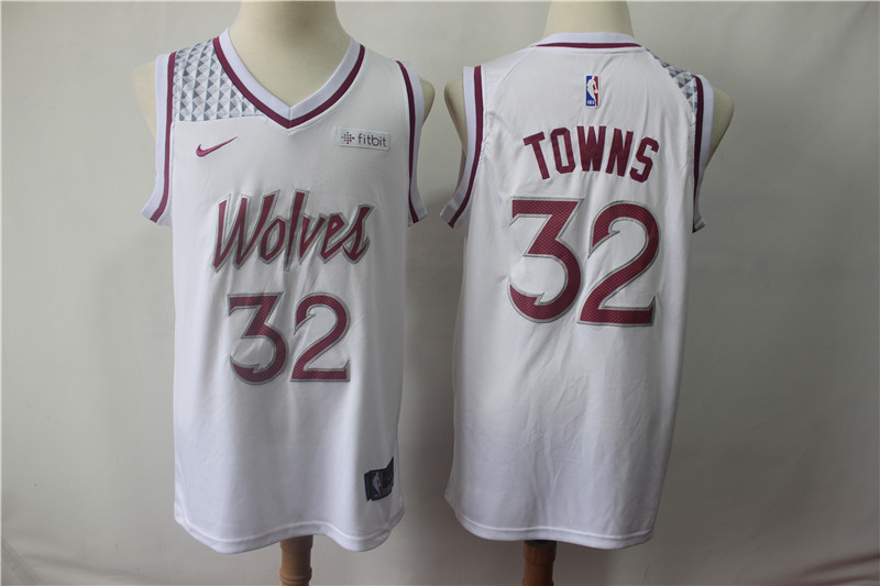 Men's Minnesota Timberwolves #32 Karl Anthony Towns White 2018/19 Earned Edition Swingman Stitched NBA Jersey