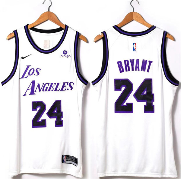 Men's Los Angeles Lakers #24 Kobe Bryant 2022/23 White Stitched Basketball Jersey