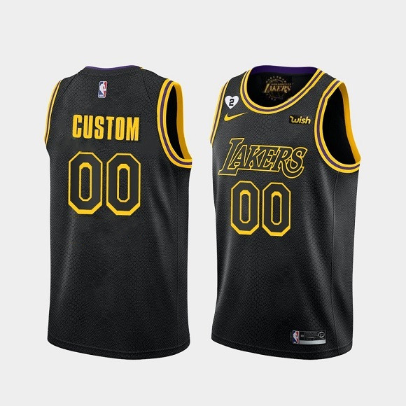 Men's Los Angeles Lakers Active Player Custom With Gigi Patch Black Stitched Jersey