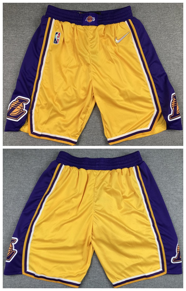 Men's Los Angeles Lakers 75th Anniversary Yellow Shorts (Run Small)