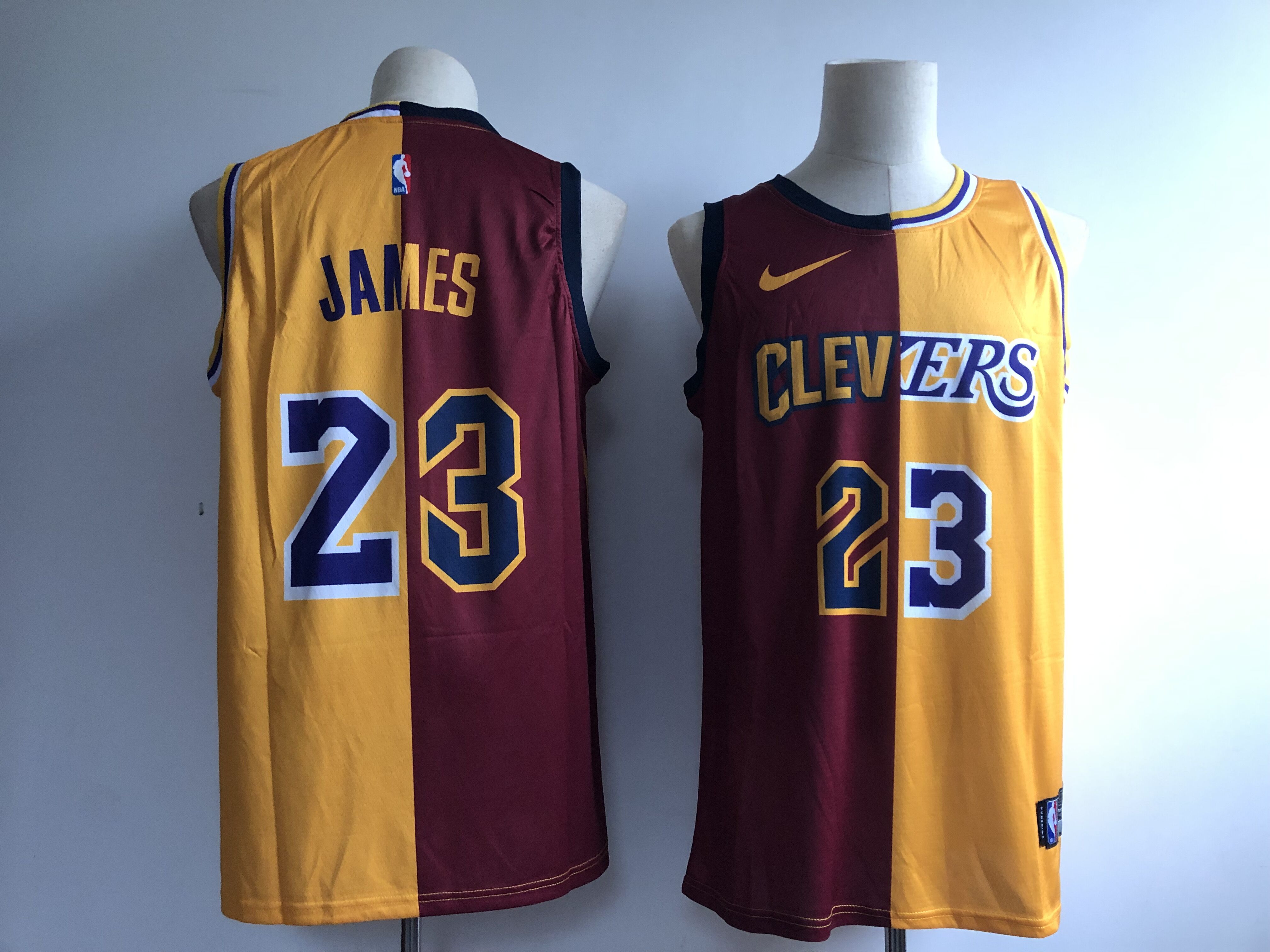 Men's Los Angeles Lakers #23 Lebron James Wine/Gold Fashion Swingman Stitched NBA Jersey