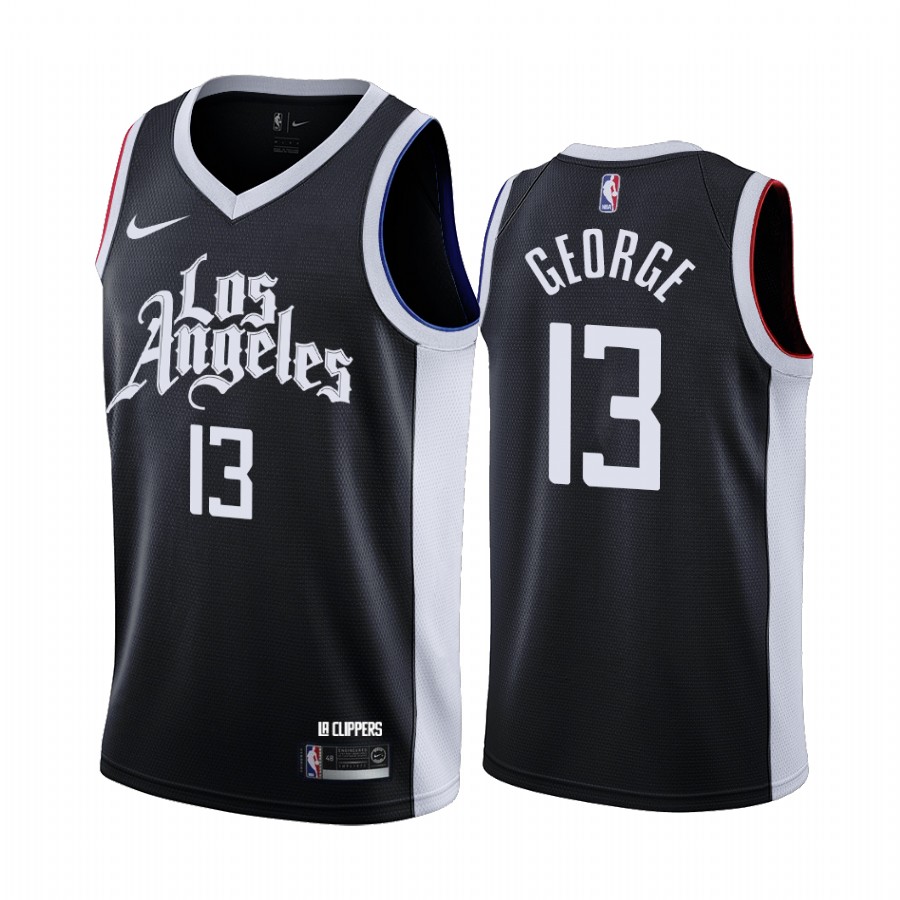 Men's Los Angeles Clippers #13 Paul George Black City Edition Stitched NBA Jersey