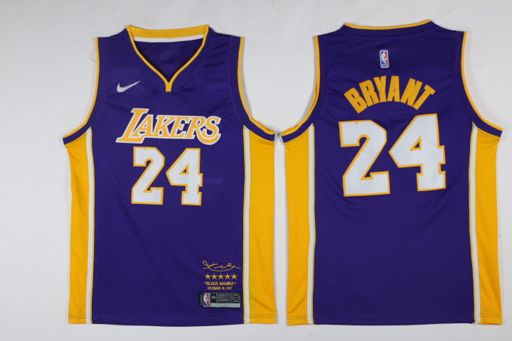 Men's Los Angeles Lakers #24 Kobe Bryant Purple Stitched NBA Jersey
