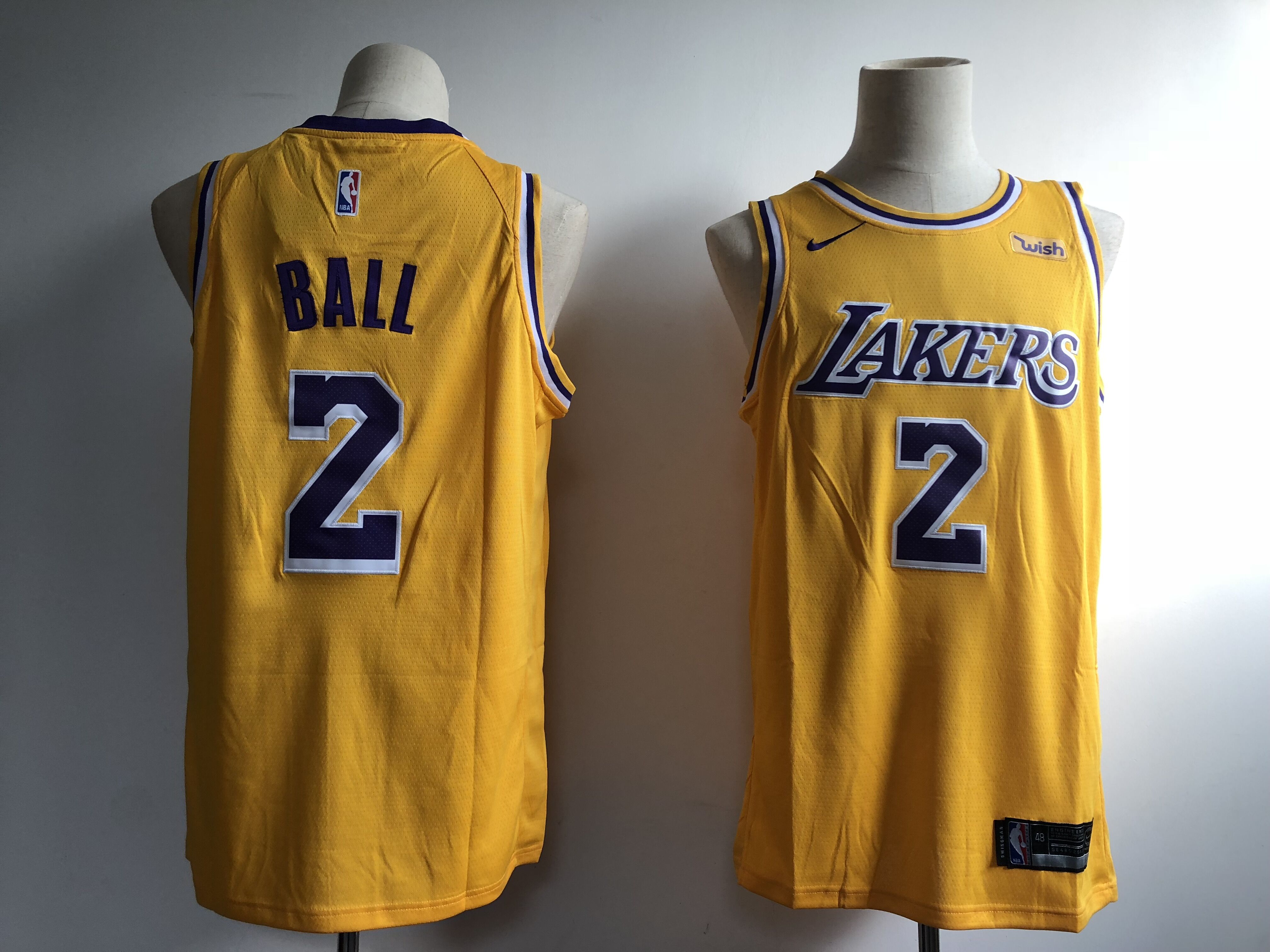Men's Los Angeles Lakers #2 Lonzo Ball New Gold Wish Stitched NBA Jersey