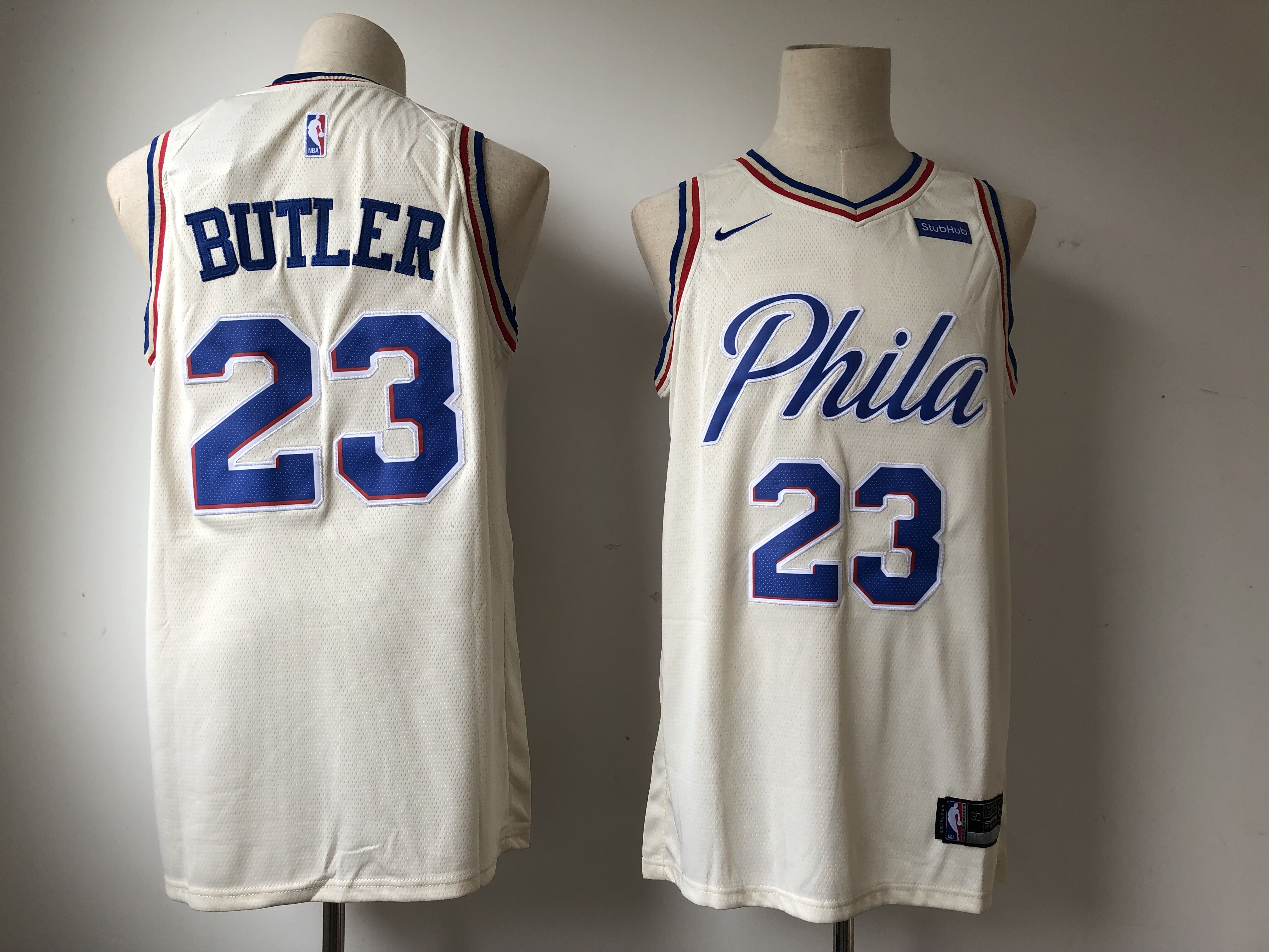 Men's Philadelphia 76ers #23 Jimmy Butler Cream 2018/19 City Edition Swingman Stitched NBA Jersey