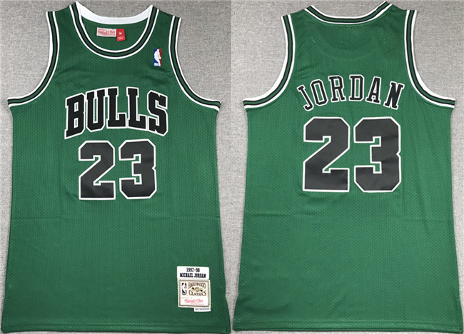 Men's Chicago Bulls #23 Michael Jordan Green 1997-98 Stitched Basketball Jersey