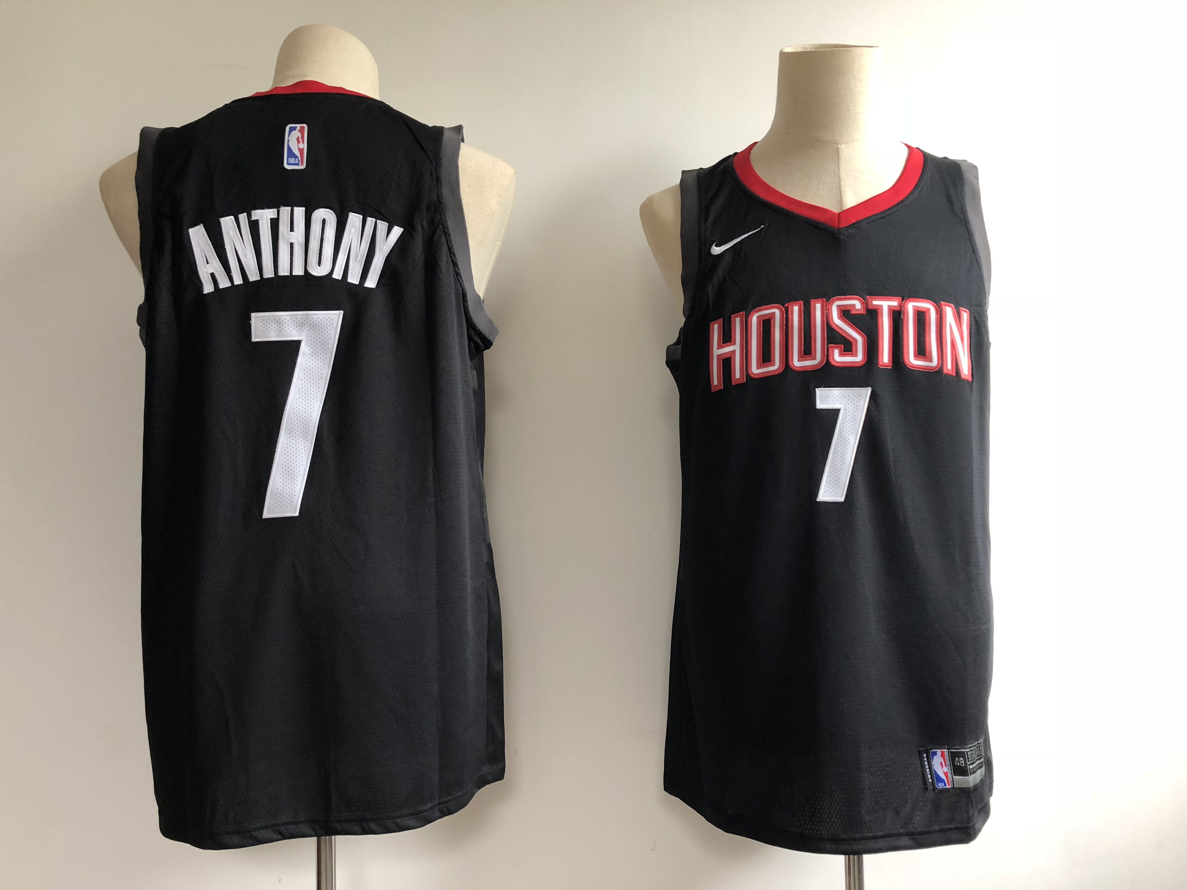 Men's Houston Rockets #7 Carmelo Anthony Black Swingman Stitched NBA Jersey