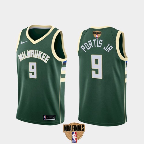 Men's Milwaukee Bucks #9 Bobby Portis JR 2021 NBA Finals Green Association Edition Stitched Jersey