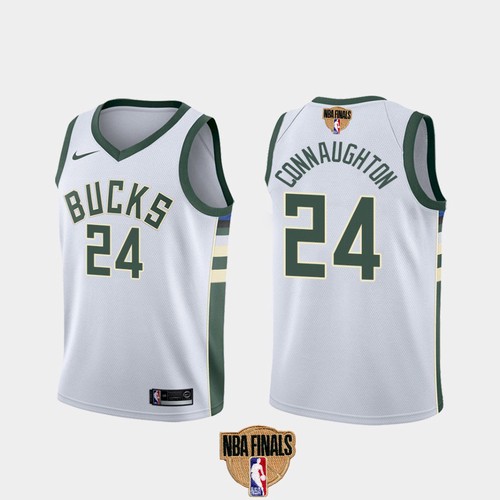 Men's Milwaukee Bucks #24 Pat Connaughton 2021 NBA Finals White Association Edition Stitched Jersey